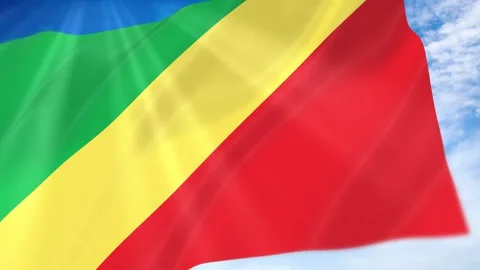 Republic of Congo Flag Seamless Loop 4k 60fps on Sky Background Stock Footage 341676787