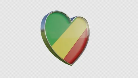 Republic of the Congo Flag in the Shape of 3D Heart. Video stock 137895543