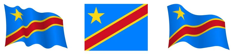 Republic of Congo flag in static position and in motion, fluttering in wind Illustrazione stock