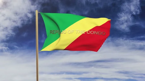 Republic of the Congo flag with title waving in the wind. Looping sun rises Video stock 48910938