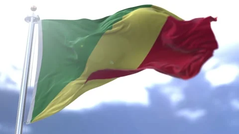 Republic of the Congo flag waving against the sky Stock Footage 170239634