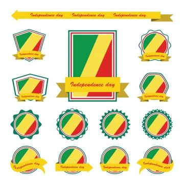 Republic of the congo independence day flags infographic design Stock Illustration