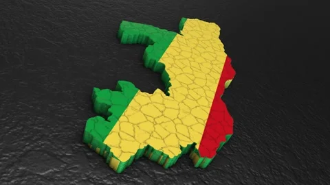 Republic of the Congo Map 3D. 3D Map of Congo-Brazzaville. Stock Footage 271557191