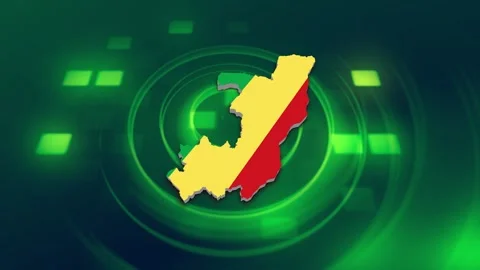 Republic of the Congo Map and Flag Background Stock Footage 344029622