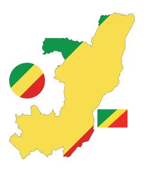 Republic of the Congo Map and Flag Stock Illustration
