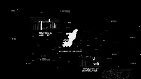 Republic of the Congo MAP Animation country's 10 important factors Stock Footage 341685416