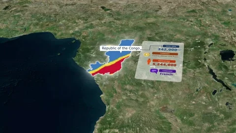 Republic of the Congo Map Animation with National Flag and Demographic  Stock Footage 327200825