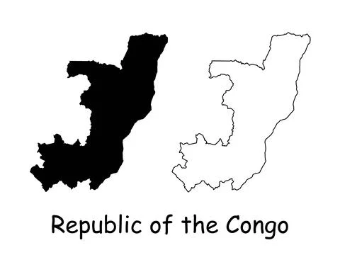 Republic of the Congo Map. Congo Brazzaville Silhouette Outline Map Icon Vector Stock Illustration