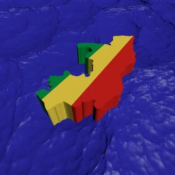 Republic of congo map flag in abstract ocean illustration Illustrazione stock