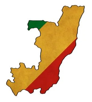 Republic of the congo map on  flag drawing ,grunge and retro flag series Stock Illustration