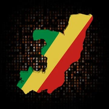 Republic Congo map flag on hex code illustration Stockillustratie