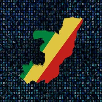 Republic of Congo map flag on hex code illustration Stockillustratie