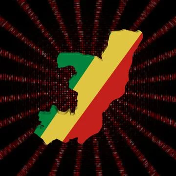 Republic Congo map flag on red hex code burst illustration 库存插图