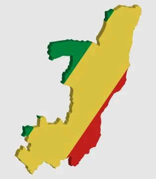 Republic of the Congo Map Flag Vector 3D イラスト素材