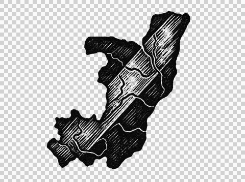 Republic of the Congo map in rustic woodcut scratchboard. Stock-Illustration