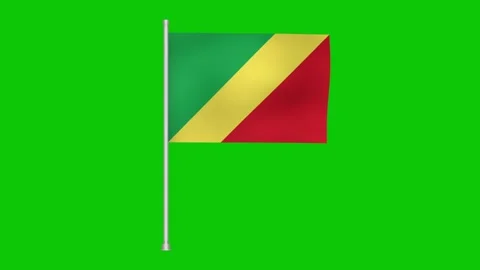 Republic of the congo national emblem waving against a vibrant green screen Stock Footage 317543187