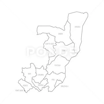 Republic of the Congo political map of administrative divisions ...