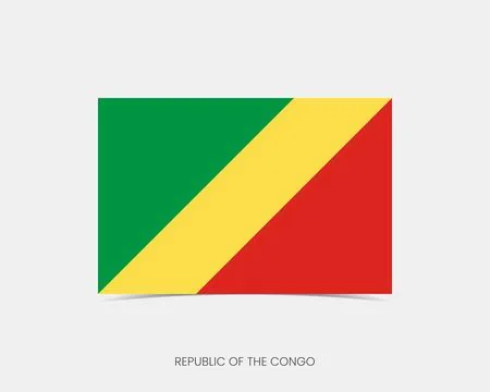 Republic of the Congo Rectangle flag icon with shadow. Stock Illustration