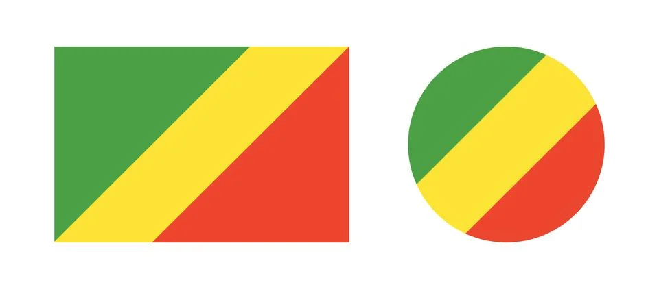 Republic of the Congo rectangular, round flag icons. National Flag circle Illustrazione stock