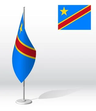 REPUBLIC OF CONGO Republic flag on flagpole for registration of solemn event, Stock Illustration