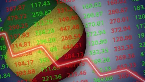 Republic of Congo Sphere Flag Illustration – Economy Crisis Concept Stock Illustration
