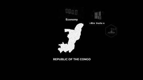 Republic of the Congo technology map with animated charts Stock Footage 340985566