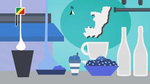 Republic of the Congo - Vector Menu - Restaurant - Food and Drinks - blue Stock Footage 67455369