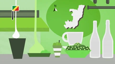 Republic of the Congo - Vector Menu - Restaurant - Food and Drinks - green Stock Footage 67455379