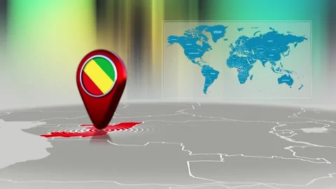 Republic of the Congo World Map Pin Location Background Loop 4k Stock Footage 341771731