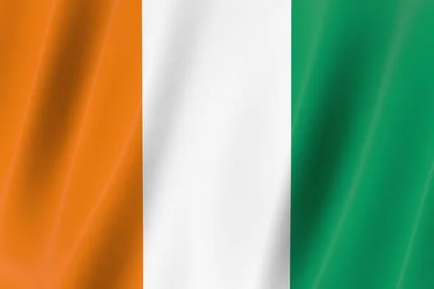 The Republic of Côte d'Ivoire flag, 3d render,8K Ilustração Stock
