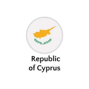 Republic of Cyprus flag round flat icon Stock Illustration