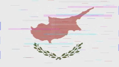 Republic of Cyprus Glitch Flag Vector - RGB Split Digital Video Frame Design Stock Illustration