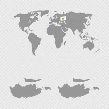 Republic of Cyprus Map Set with World Location. Stock Illustration