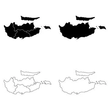 Republic of Cyprus Outline and Solid Fill Map Set. Stock Illustration