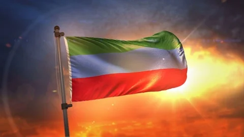 Republic of Dagestan Flag Backlit At Beautiful Sunrise Loop Slow Motion 4K Stock Footage 76325411