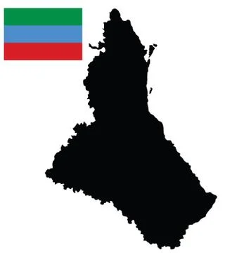 Republic of Dagestan vector map silhouette and flag vector イラスト素材