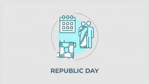 Republic day blue concept icon animation Stock Footage 345255894