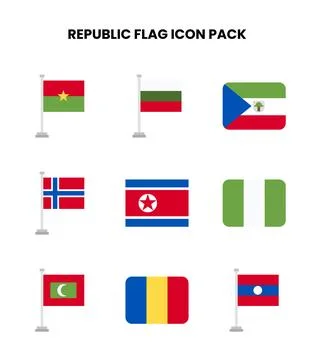 Republic Flag Flat UI Icons Pack Stock Illustration