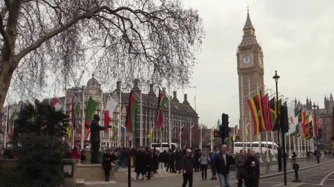 Republic group protests against the monarchy on Commonwealth Day, Londres, GB -  Stock Footage 330421274