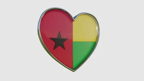Republic of Guinea-Bissau Flag in the Shape of 3D Heart. Video stock 139620488