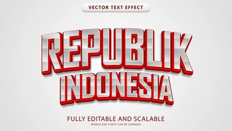 Republic of indonesia text effect editable eps file Stock Illustration