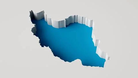Republic of Iran's Map in 3D inner extruded Sea Depth in blue with shadows イラスト素材