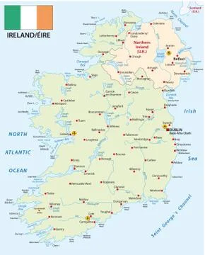 Republic of Ireland vector map with flag Stock Illustration