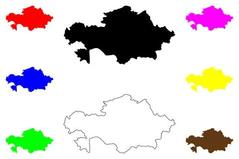 Republic of Kazakhstan map vector illustration, scribble sketch Kazakhstan ma Stock Illustration