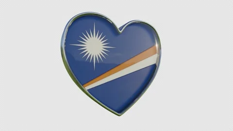 Republic of the Marshall Islands Flag in the Shape of 3D Heart. Stock Footage 139095463