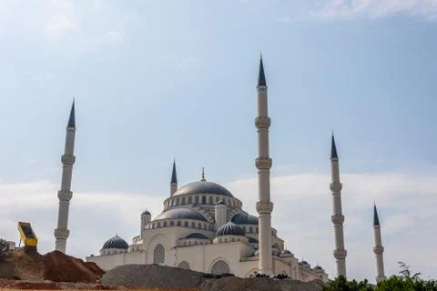 The Republic mosque during the building time Stock Photos