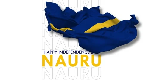 The Republic of Nauru Flag Flying in Wind, Happy Independence Day Stock Footage 231866703