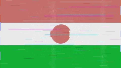Republic of Niger Glitch Flag Vector - RGB Split Digital Video Frame Design Stock Illustration