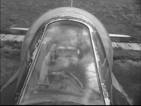 Republic P-47 Thunderbolt take off from runway - 1950 Stock Footage 89353253