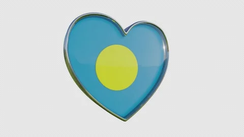 Republic of Palau Flag in the Shape of 3D Heart. Video stock 139265282